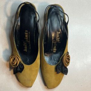 Women’s Mustard Suede Slingback Kitten Heel with Rosette